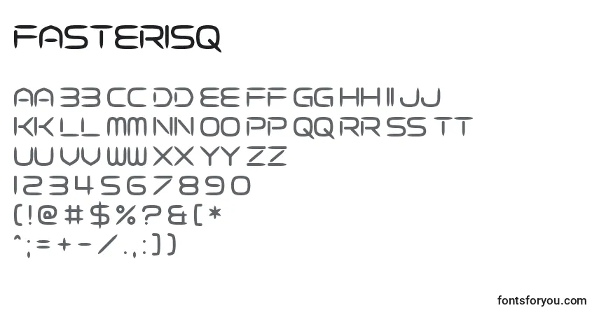 Czcionka Fasterisq – alfabet, cyfry, specjalne znaki