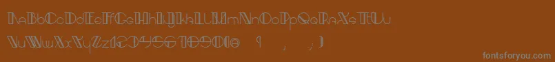 AracmeWaroundLight-fontti – harmaat kirjasimet ruskealla taustalla