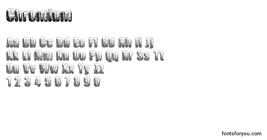 Fuente Chromium - alfabeto, números, caracteres especiales