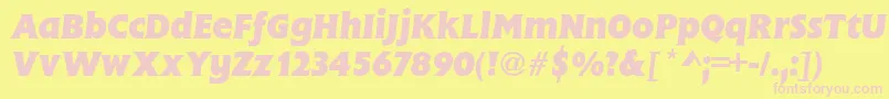 FlareGothicBolditalic-fontti – vaaleanpunaiset fontit keltaisella taustalla