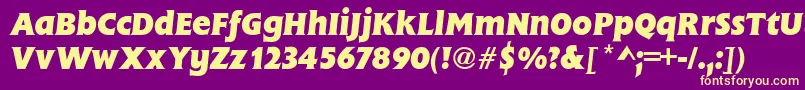 FlareGothicBolditalic-Schriftart – Gelbe Schriften auf violettem Hintergrund