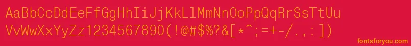 フォントMonocondensedc – 赤い背景にオレンジの文字