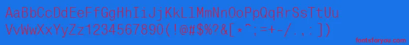 Monocondensedc Font – Red Fonts on Blue Background