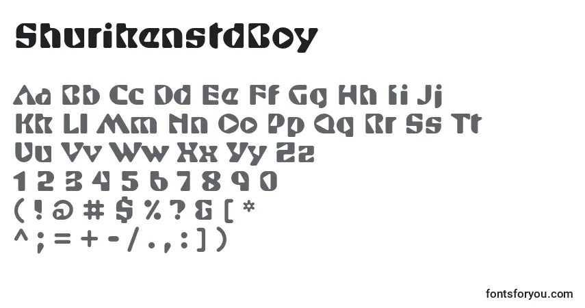 Fuente ShurikenstdBoy - alfabeto, números, caracteres especiales