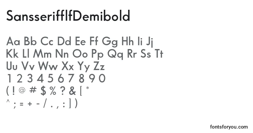 A fonte SansserifflfDemibold – alfabeto, números, caracteres especiais