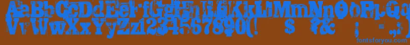 Trashed Font – Blue Fonts on Brown Background