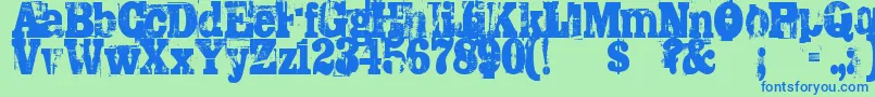 Trashed Font – Blue Fonts on Green Background