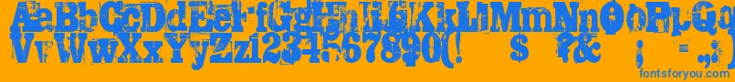 Trashed Font – Blue Fonts on Orange Background