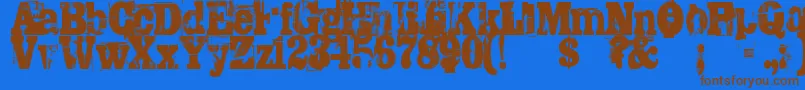 Trashed Font – Brown Fonts on Blue Background