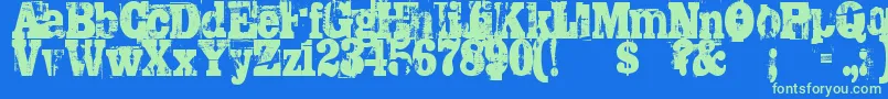 Trashed Font – Green Fonts on Blue Background