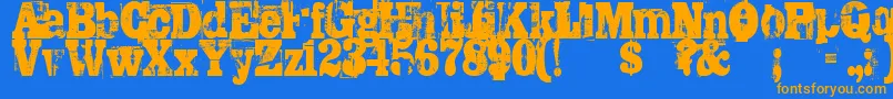 Trashed Font – Orange Fonts on Blue Background