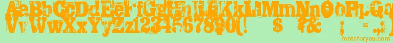 Trashed Font – Orange Fonts on Green Background