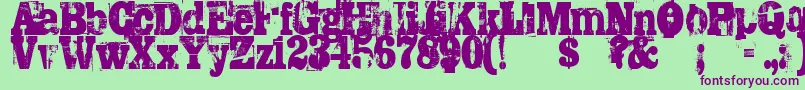 Trashed Font – Purple Fonts on Green Background