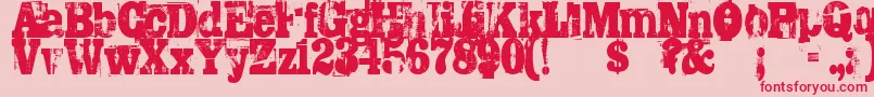 Trashed Font – Red Fonts on Pink Background