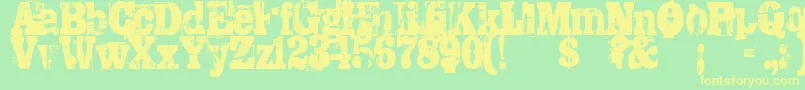 Trashed Font – Yellow Fonts on Green Background