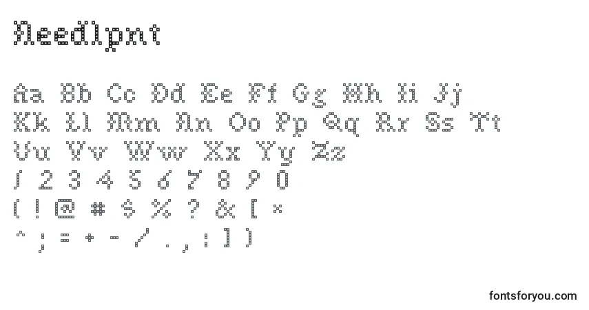 Czcionka Needlpnt – alfabet, cyfry, specjalne znaki