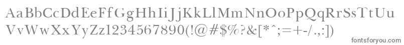 Baskerville-fontti – harmaat kirjasimet valkoisella taustalla