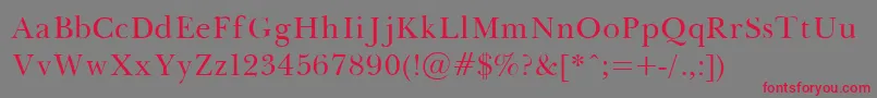 Baskerville-Schriftart – Rote Schriften auf grauem Hintergrund