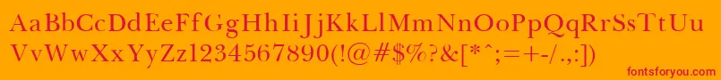 フォントBaskerville – オレンジの背景に赤い文字