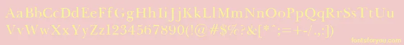 Baskerville-Schriftart – Gelbe Schriften auf rosa Hintergrund