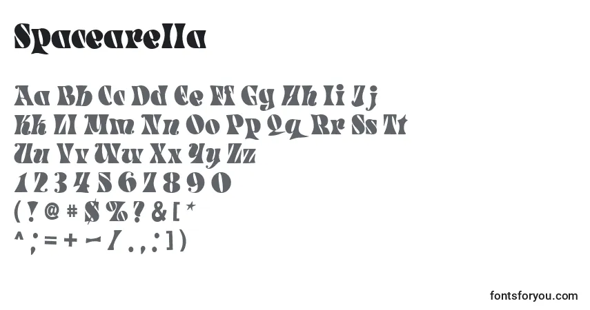 Schriftart Spacearella – Alphabet, Zahlen, spezielle Symbole