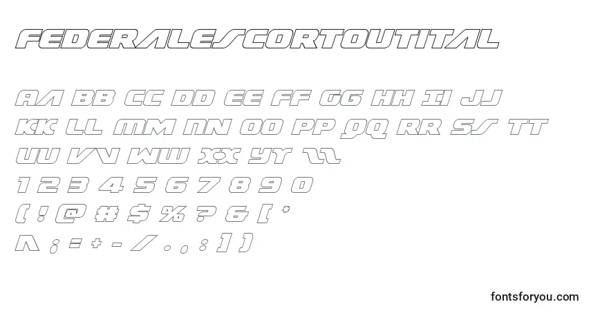Schriftart Federalescortoutital – Alphabet, Zahlen, spezielle Symbole
