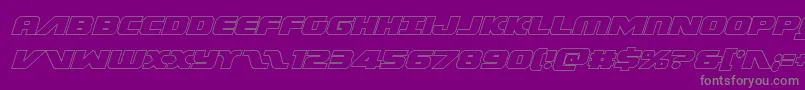 Weitere Informationen zur Federalescortoutital-Schriftart Federalescortoutital-Schriftart – Graue Schriften auf violettem Hintergrund