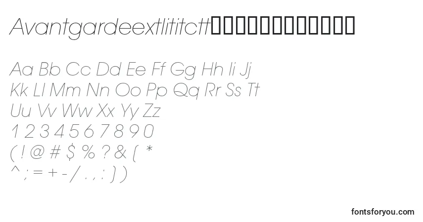 Шрифт AvantgardeextlititcttРљСѓСЂСЃРёРІ – алфавит, цифры, специальные символы