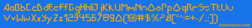 フォントDokterbryceRegular – オレンジ色の文字が青い背景にあります。