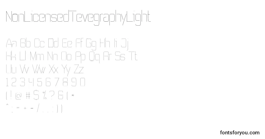 Schriftart NonLicensedTevegraphyLight – Alphabet, Zahlen, spezielle Symbole