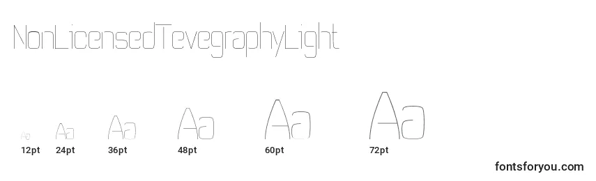 NonLicensedTevegraphyLight Font Sizes