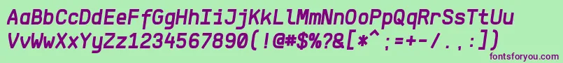 KlartextMonoBoldItalic Font – Purple Fonts on Green Background