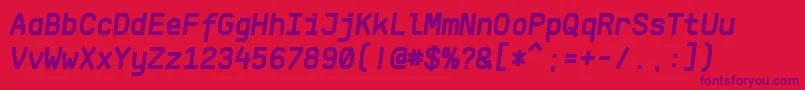 KlartextMonoBoldItalic Font – Purple Fonts on Red Background