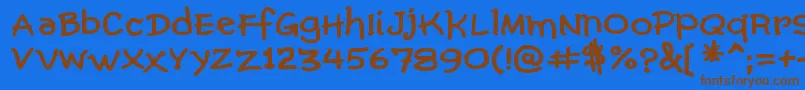 フォントComicGibiBold – 茶色の文字が青い背景にあります。