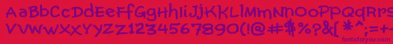 ComicGibiBold-Schriftart – Violette Schriften auf rotem Hintergrund