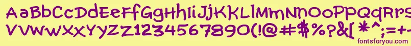 ComicGibiBold Font – Purple Fonts on Yellow Background