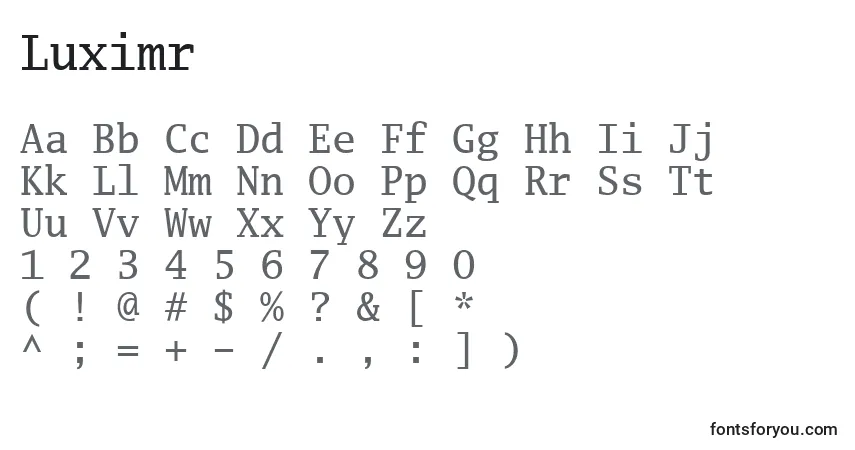 Luximr-fontti – aakkoset, numerot, erikoismerkit