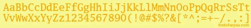 Luximr-fontti – oranssit fontit keltaisella taustalla