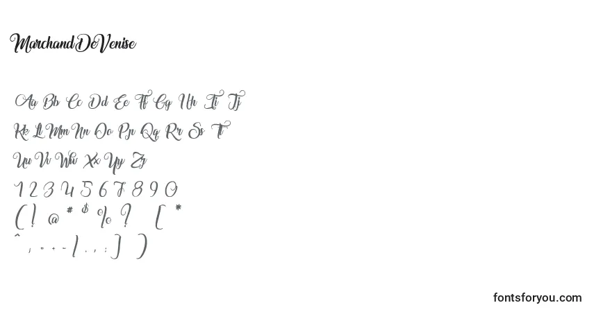 A fonte MarchandDeVenise – alfabeto, números, caracteres especiais