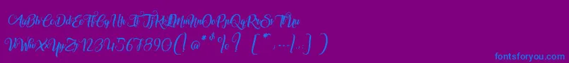 MarchandDeVenise-Schriftart – Blaue Schriften auf violettem Hintergrund