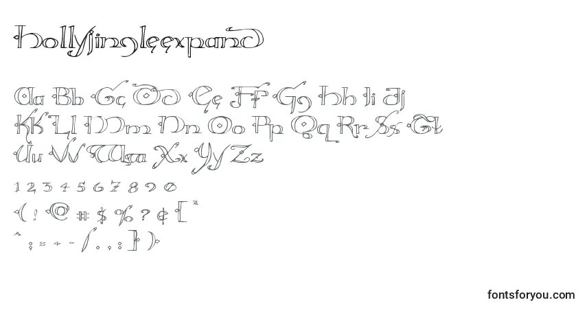 Czcionka Hollyjingleexpand – alfabet, cyfry, specjalne znaki