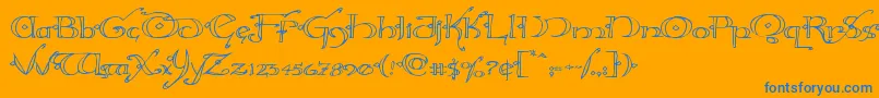 Hollyjingleexpand-Schriftart – Blaue Schriften auf orangefarbenem Hintergrund