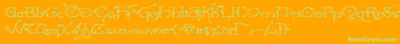 Hollyjingleexpand-Schriftart – Grüne Schriften auf orangefarbenem Hintergrund