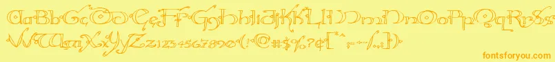 Hollyjingleexpand Font – Orange Fonts on Yellow Background