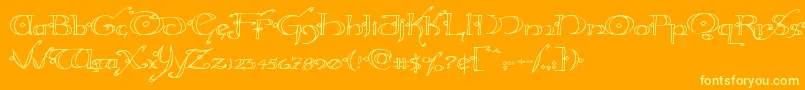 Hollyjingleexpand-Schriftart – Gelbe Schriften auf orangefarbenem Hintergrund