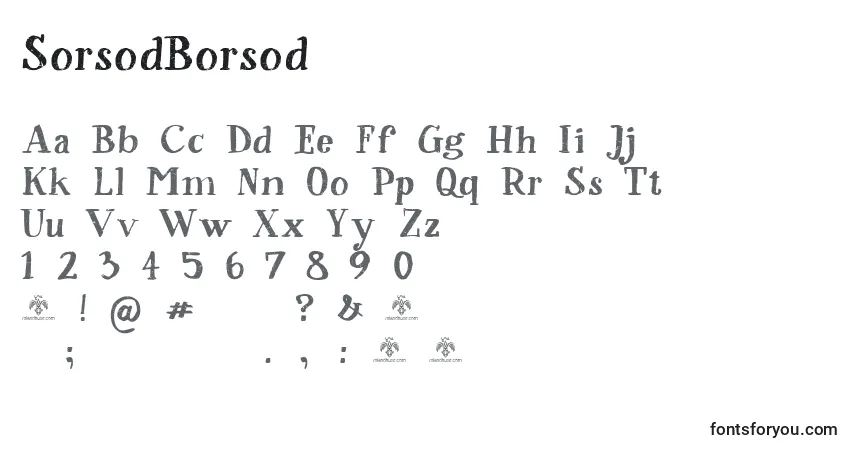Schriftart SorsodBorsod – Alphabet, Zahlen, spezielle Symbole