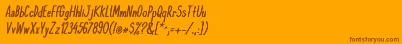 KomixconBoldItalic-Schriftart – Braune Schriften auf orangefarbenem Hintergrund