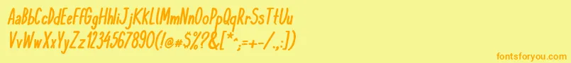 フォントKomixconBoldItalic – オレンジの文字が黄色の背景にあります。