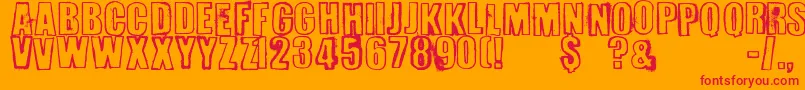 Perversionist-Schriftart – Rote Schriften auf orangefarbenem Hintergrund
