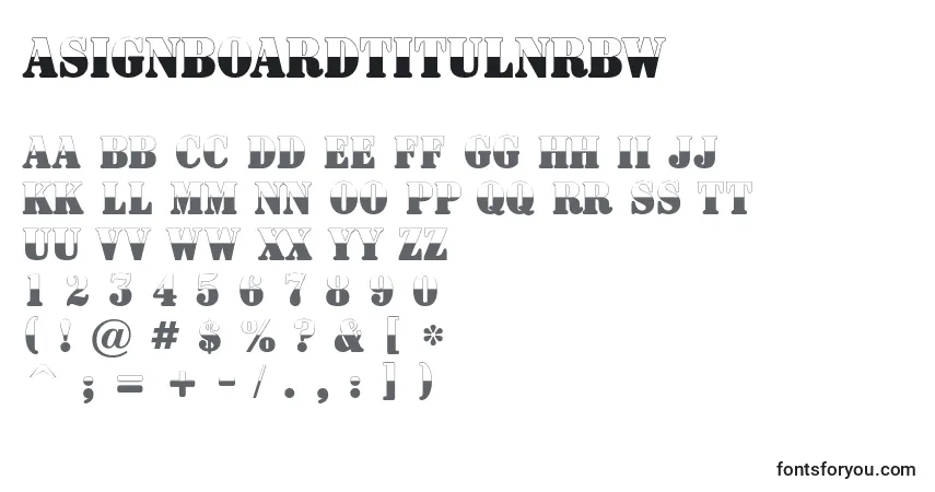 Czcionka ASignboardtitulnrbw – alfabet, cyfry, specjalne znaki